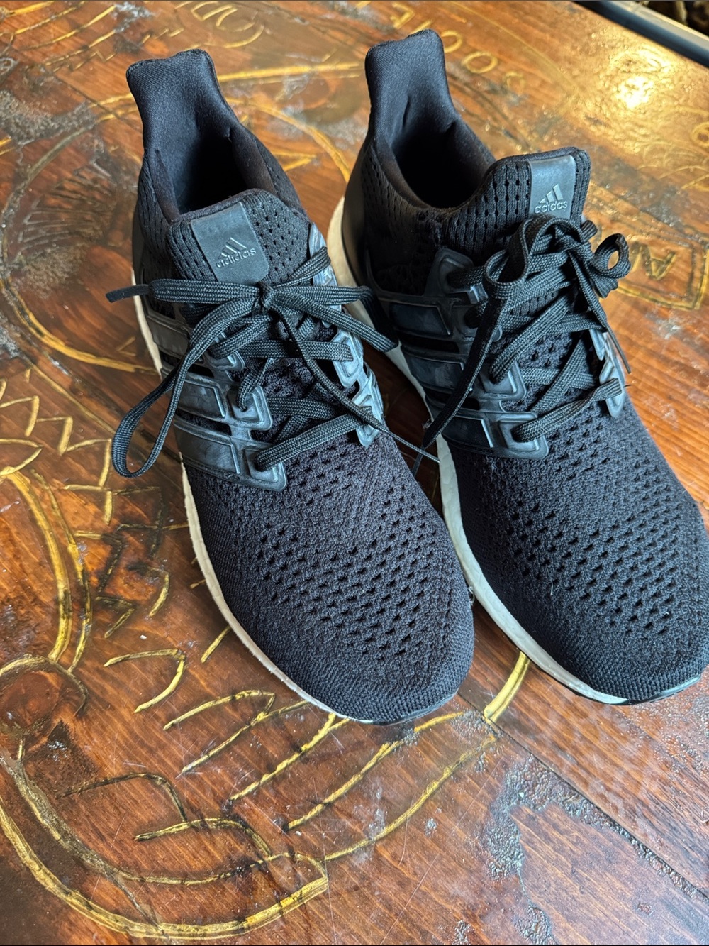 adidas Black Knit Athletic Sneakers with White Midsole